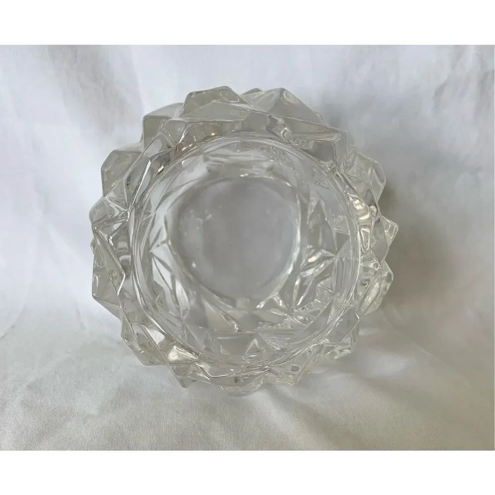 Tiffany & Co. Retired Rock Cut Crystal Glass Votive Candle Tea Light Holder MCM
